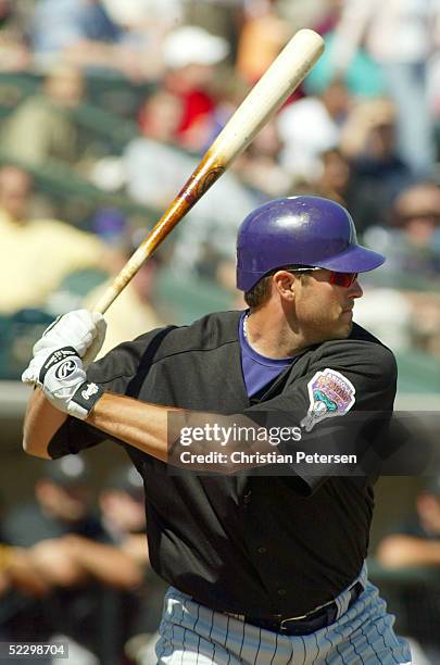Troy Glaus of the Arizona Diamondbacks bats during the MLB spring training game against the Oakland Athletics on March 7, 2005 at Phoenix Municipal...
