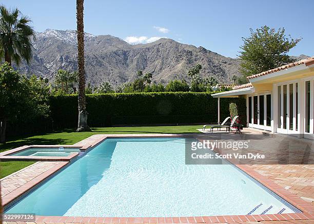 swimming pool with mountain view - swimming pool stock pictures, royalty-free photos & images