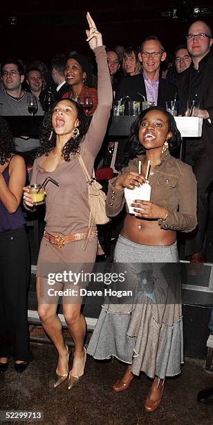 Singers Alesha Dixon of Mis Teeq and Keisha Buchanan of the Sugababes attend the aftershow party following the UK Premiere of "Be Cool", at Cirque on...