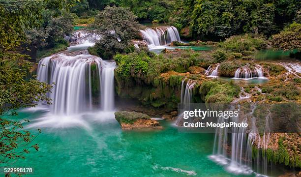 bangioc - detian waterfall in caobang, vietnam - detian waterfall stock pictures, royalty-free photos & images
