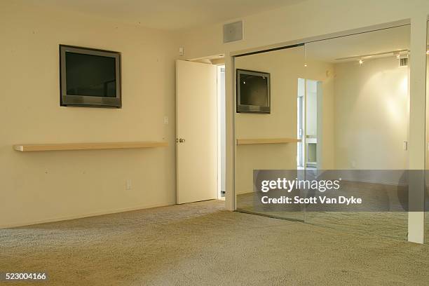 bedroom with television built into wall - niche stock pictures, royalty-free photos & images