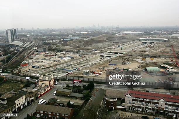 View of the potential site for the London 2012 Olympic Stadium complex is pictured on February 17, 2005 in London, England.