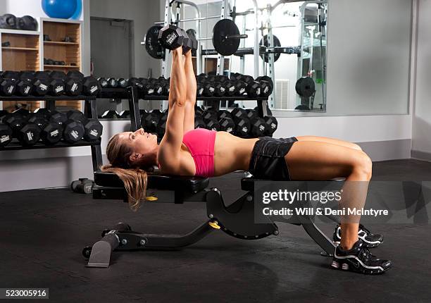 weight and strength training - weight bench stock pictures, royalty-free photos & images