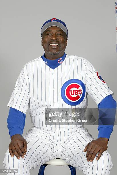 Gary Mathews of the Chicago Cubs poses for a portrait during photo day at HoHoKam Park on February 25, 2005 in Mesa, Arizona.