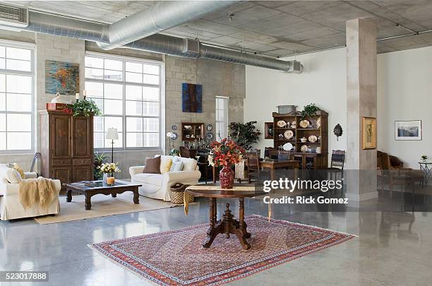 Illustration of Antique Warehouse Converted To Penthouse Apartment