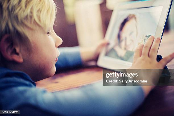 Child talking to his Mummy over the internet.