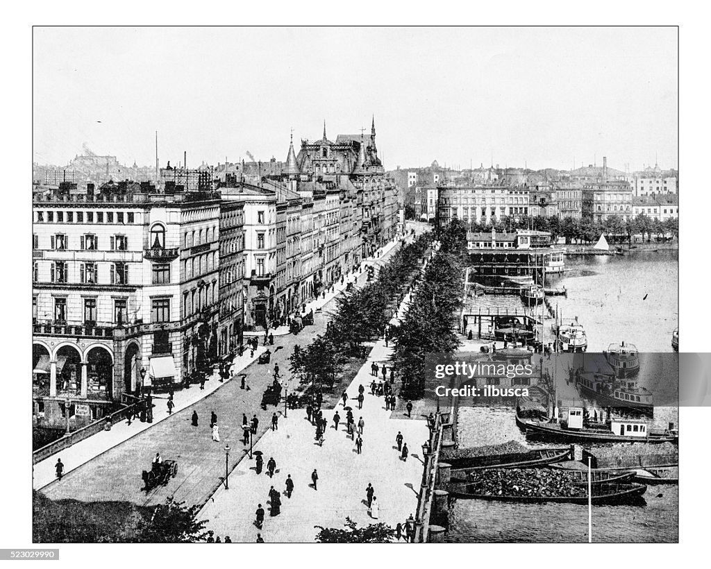 Antique photograph of Jungfenstrasse (Hamburg, Germany), 19th century