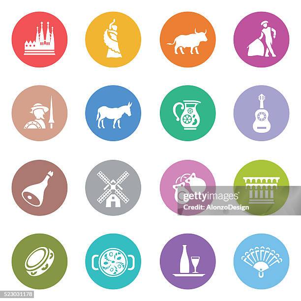 spain icon set - tapas stock illustrations