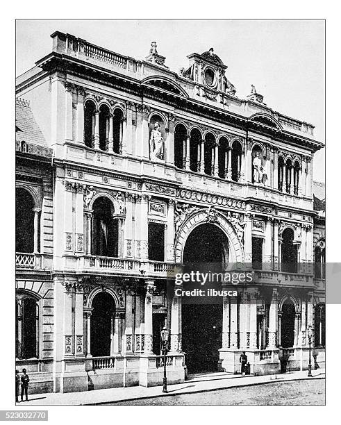 antique photograph of casa rosada (buenos aires,argentina)-19th century - buenos aires plaza de mayo stock illustrations