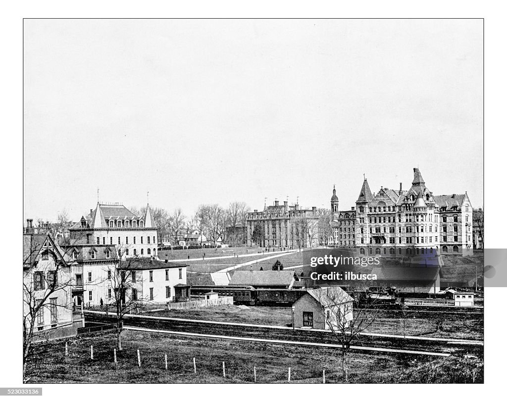 Antique photograph of Princeton College, Princeton, New Jersey, United States