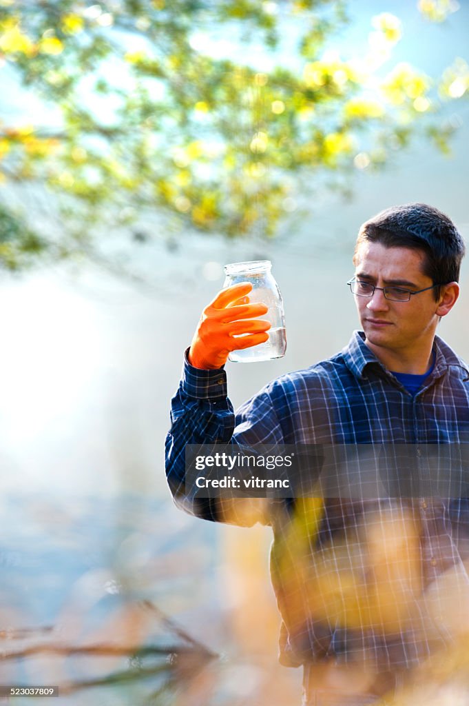 Hydro biologist testing quality of water