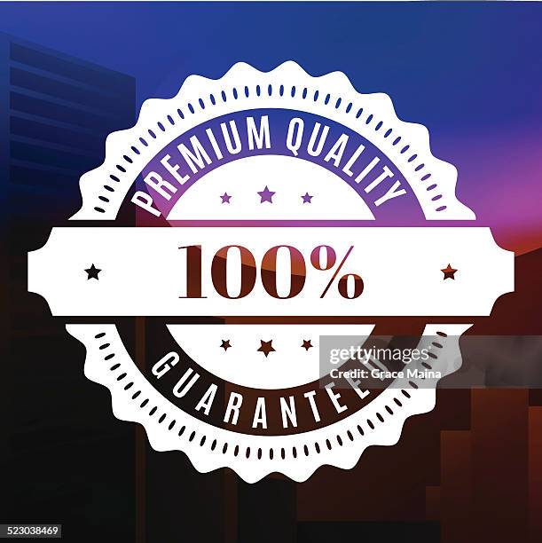 premium quality 100% guranteed badge - vector - quality control approved stock illustrations
