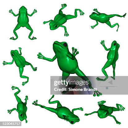 Frogs viewed from different angles, 3D illustration Frogs viewed from different angles, 3D illustration