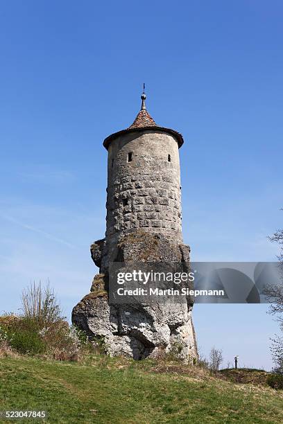 steinerner beutel fortified tower, waischenfeld castle, little switzerland, upper franconia, franconia, bavaria, germany, europe - beutel stock pictures, royalty-free photos & images