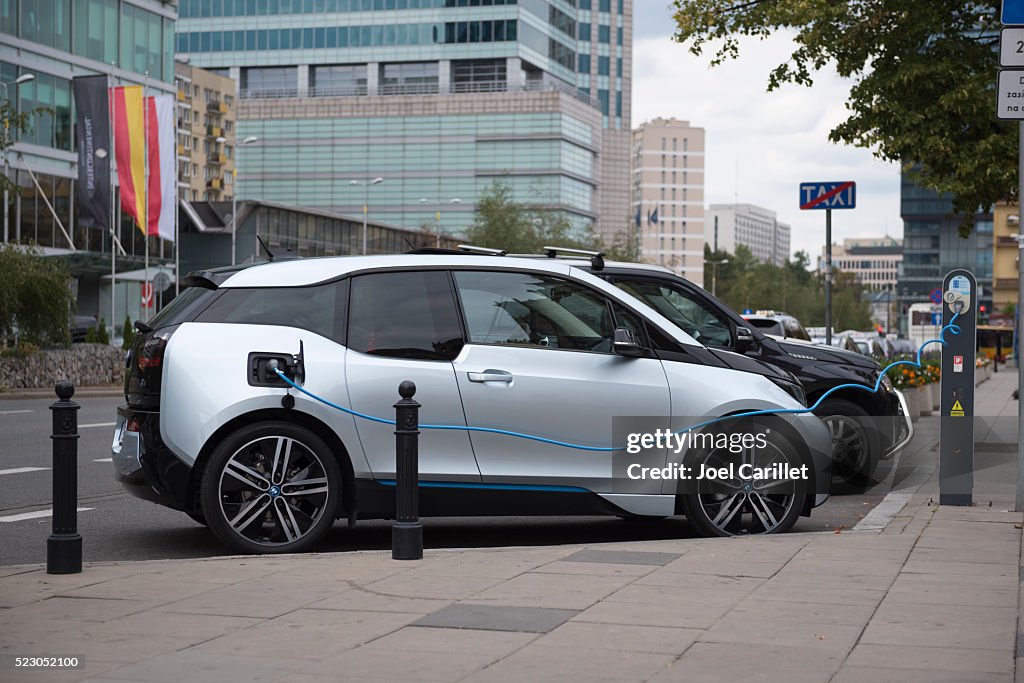 The BMW i3 electric car in Warsaw, Poland