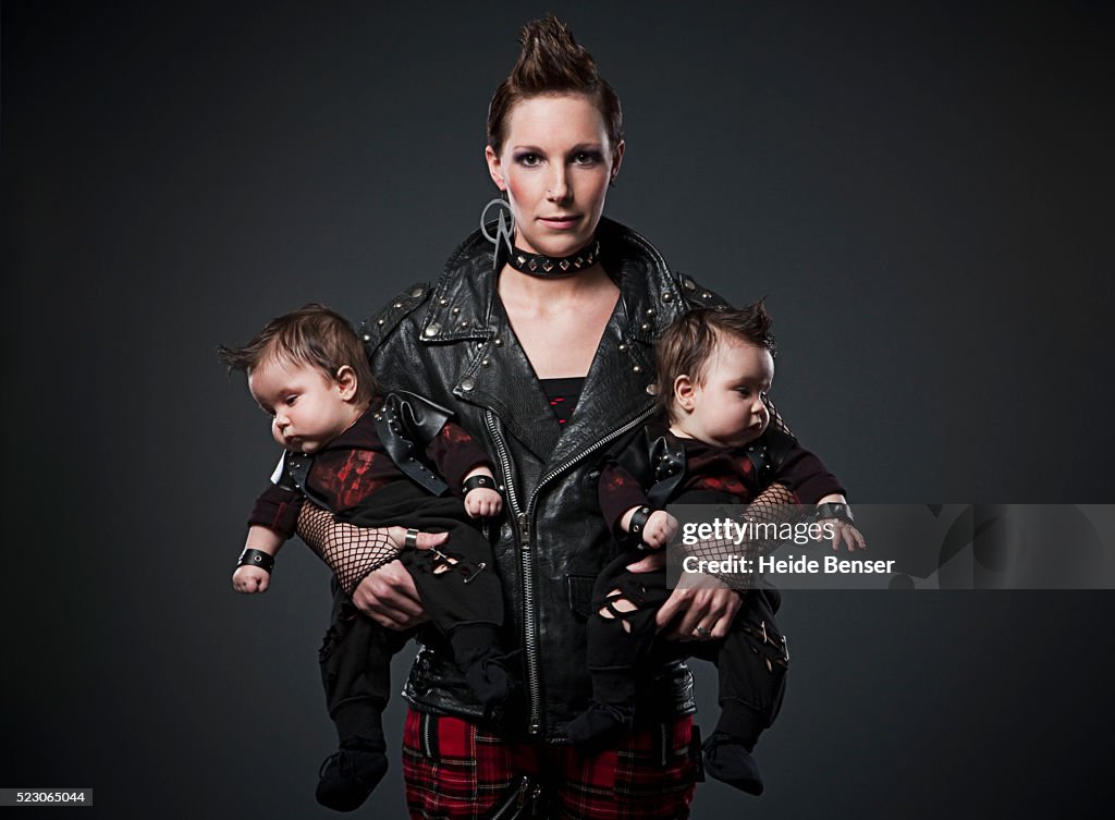 Mother with twins