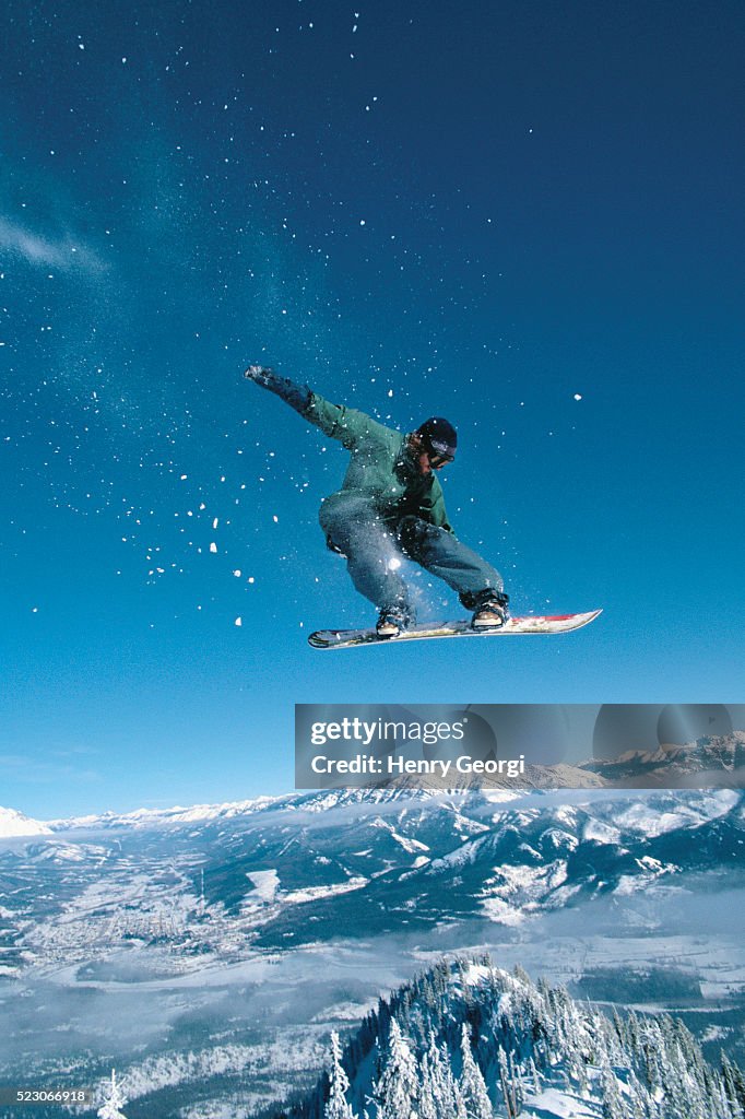 Snowboarder in the air