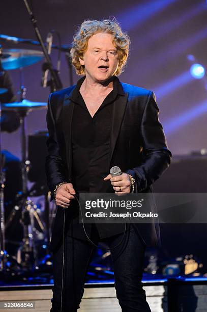 Mick Hucknall of Simply Red performs at Royal Albert Hall on April 21, 2016 in London, England.