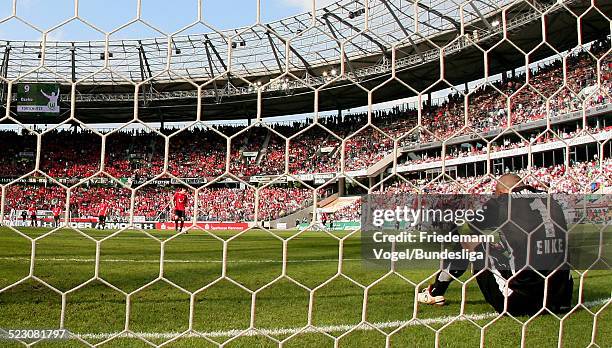 Robert Enke of Hannover looks on during the Bundesliga match between Hannover 96 and VfL Wolfsburg at AWD-Arena on May 16, 2009 in Hanover, Germany.