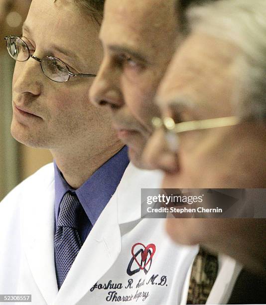 Thoracic surgeon Dr. Joshua Sonett, who will perform the surgery on former U.S. President Bill Clinton, sits with Cardiology chief Dr. Allan Schwartz...