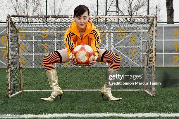 soccer player in high heel boots - woman goalie stock pictures, royalty-free photos & images