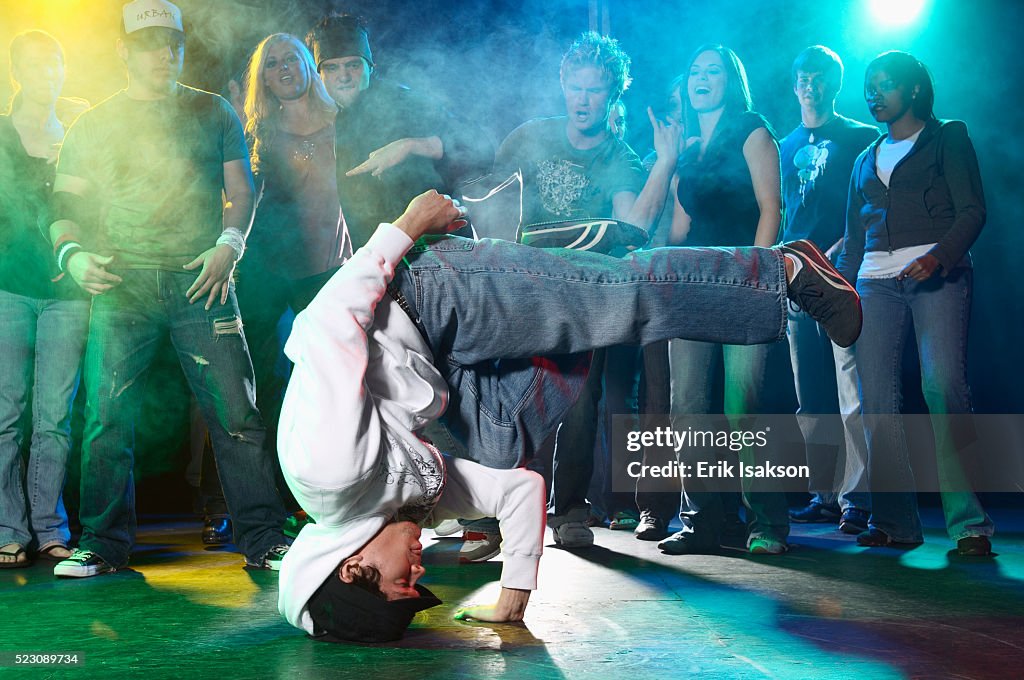 Break dancer in a club