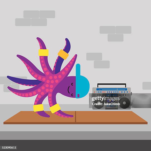 octopus breakdance - handstand stock illustrations