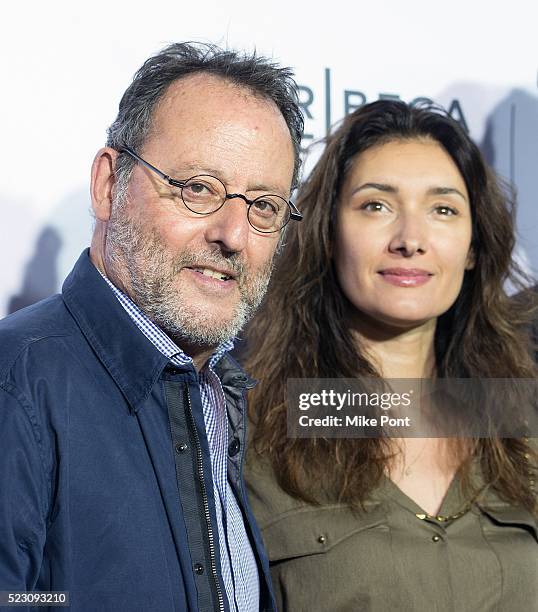 Actor Jean Reno and Zofia Borucka attend the "Taxi Driver" 40th Anniversary Screening during the 2016 Tribeca Film Festival at Beacon Theatre on...