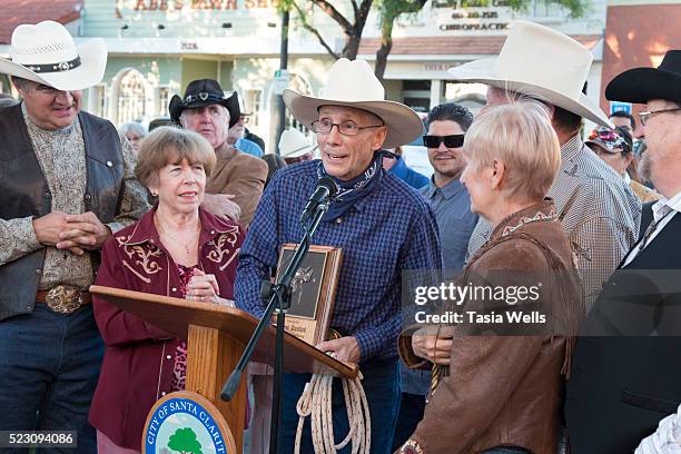 Television and film legend Johnny Crawford receives plaque at his star unveiling ceremony at The Walk of Western Stars on April 21, 2016 in Newhall,...