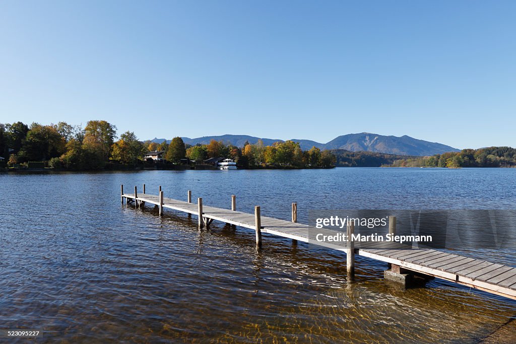 Staffelsee Lake, jetty in Seehausen, Blaues Land region, Upper Bavaria, Bavaria, Germany, Europe, PublicGround