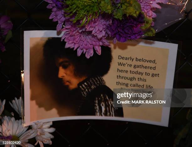 Messages left by fans outside the Paisley Park residential compound of music legend Prince in Minneapolis, Minnesota, on April 21, 2016. Emergency...