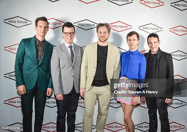 Cory Michael Smith, Isaac Oliver, Jason Eagan, Cole Escola and Robin Lord Taylor attend Showgasm XXL at Marquee on April 21, 2016 in New York City.