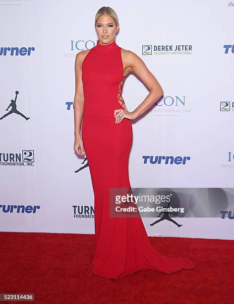 Former professional wrestler and model Barbie Blank Souray attends the Derek Jeter Celebrity Invitational gala at the Aria Resort & Casino on April...