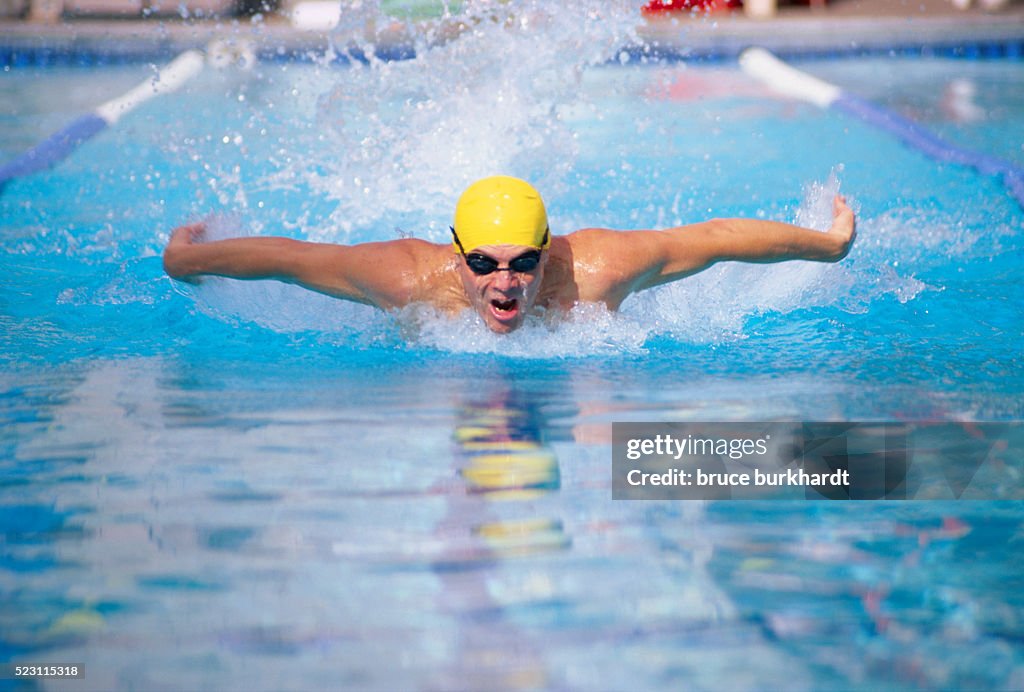 Swimmer Doing the Butterfly Stroke