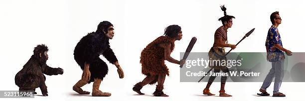 evolution of man - man ape stock pictures, royalty-free photos & images
