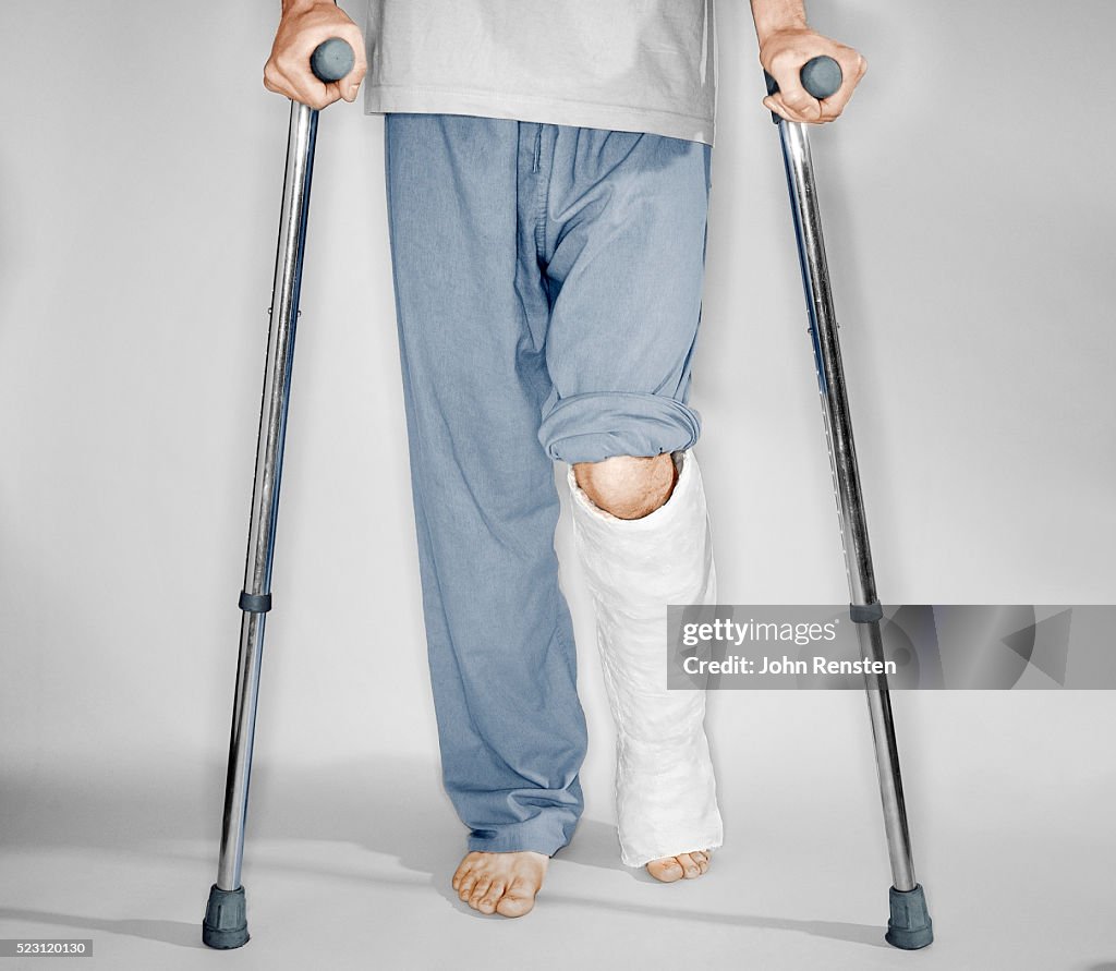Man with a broken leg