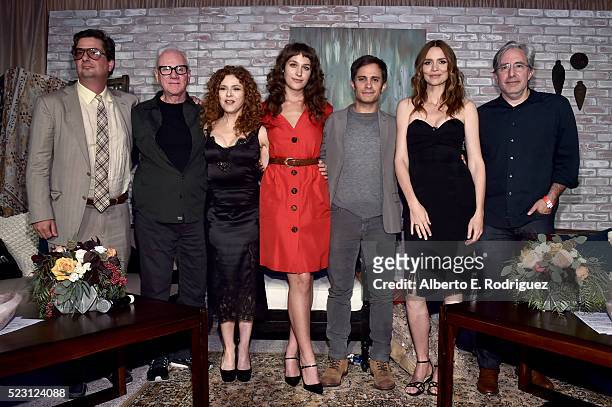 Executive producer Roman Coppola, actors Malcolm McDowell, Bernadette Peters, actors Lola Kirke, Gael Garcia Bernal, Saffron Burrows and executive...