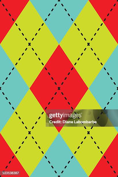 seamless retro argyle repeating pattern - argyle pattern stock illustrations