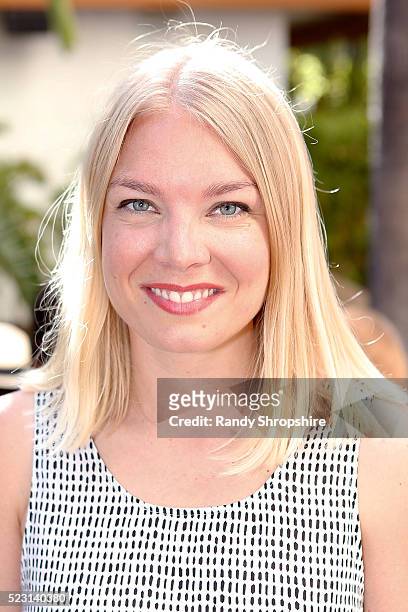 Karin Kallman attends the Villoid garden tea party hosted by Alexa Chung at the Hollywood Roosevelt Hotel on April 21, 2016 in Hollywood, California.