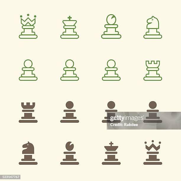 chess icons - color series - queen-chess-piece-clip-art stock illustrations