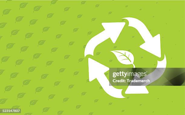 modern smooth recycling symbol with leaf and leaf gradation - gradation stock illustrations