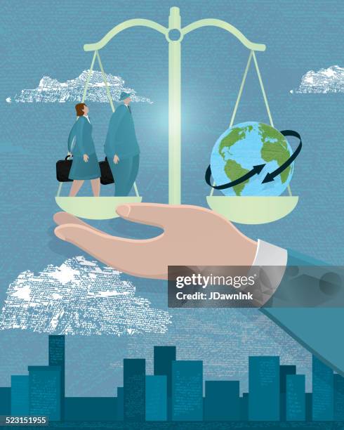 business global scale concept - gender equality stock illustrations
