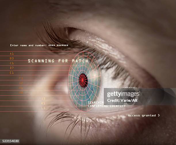 iris scan for identity confirmation - retina stock pictures, royalty-free photos & images