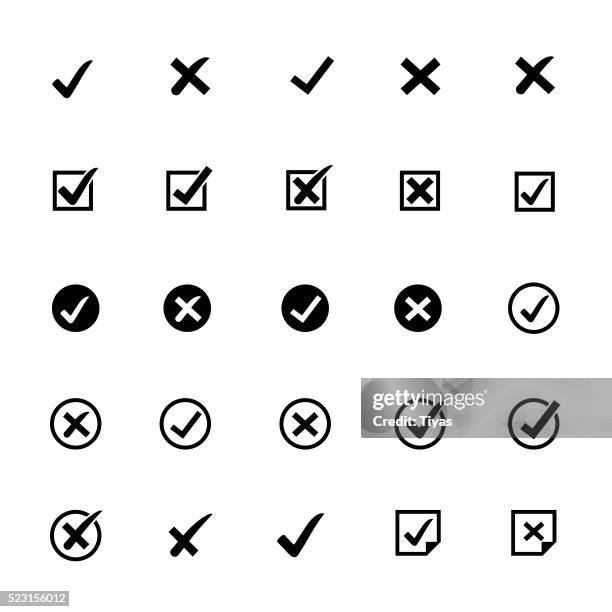 stockillustraties, clipart, cartoons en iconen met check marks icons - markeringsteken