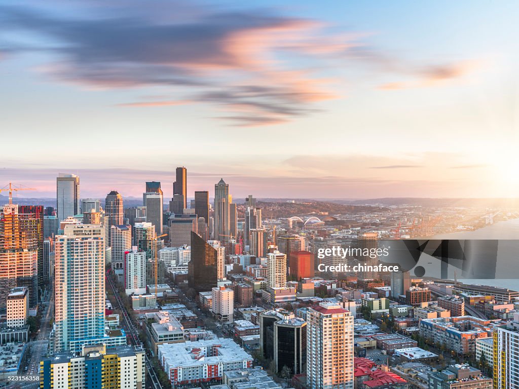 Aerial view of Seattle skyline