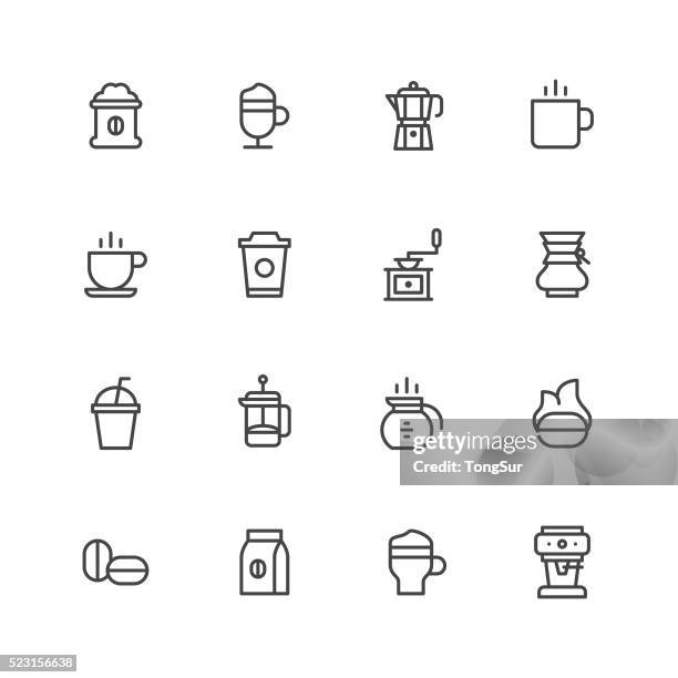 coffee icons - espresso machine stock illustrations