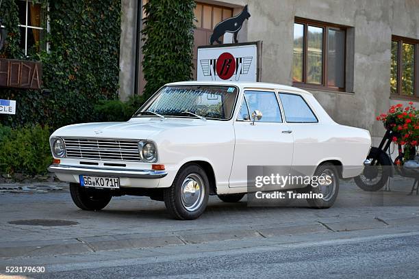 classic opel kadett on the street - opel stock pictures, royalty-free photos & images