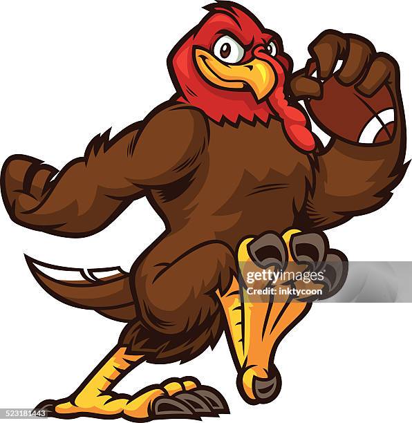 turkey running with a football - animal representation stock illustrations