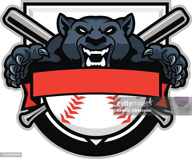 panther jumping over a baseball design - pounce attack stock illustrations