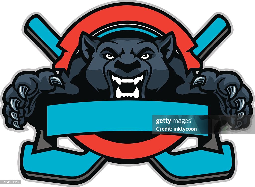 Panther jumping over a hockey design